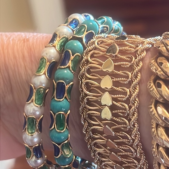 18 karat gold enamel and turquoise bracelet - Picture 5 of 14